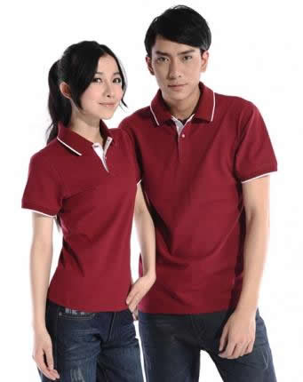 夏裝紅色時(shí)尚工作服T恤衫
