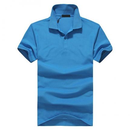 湖藍色全棉材質(zhì)T恤衫加工印制 男士經(jīng)典POLO