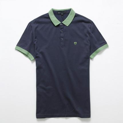 寶藍色撞色領(lǐng)袖T恤衫加工制作 免費設計服務(wù)
